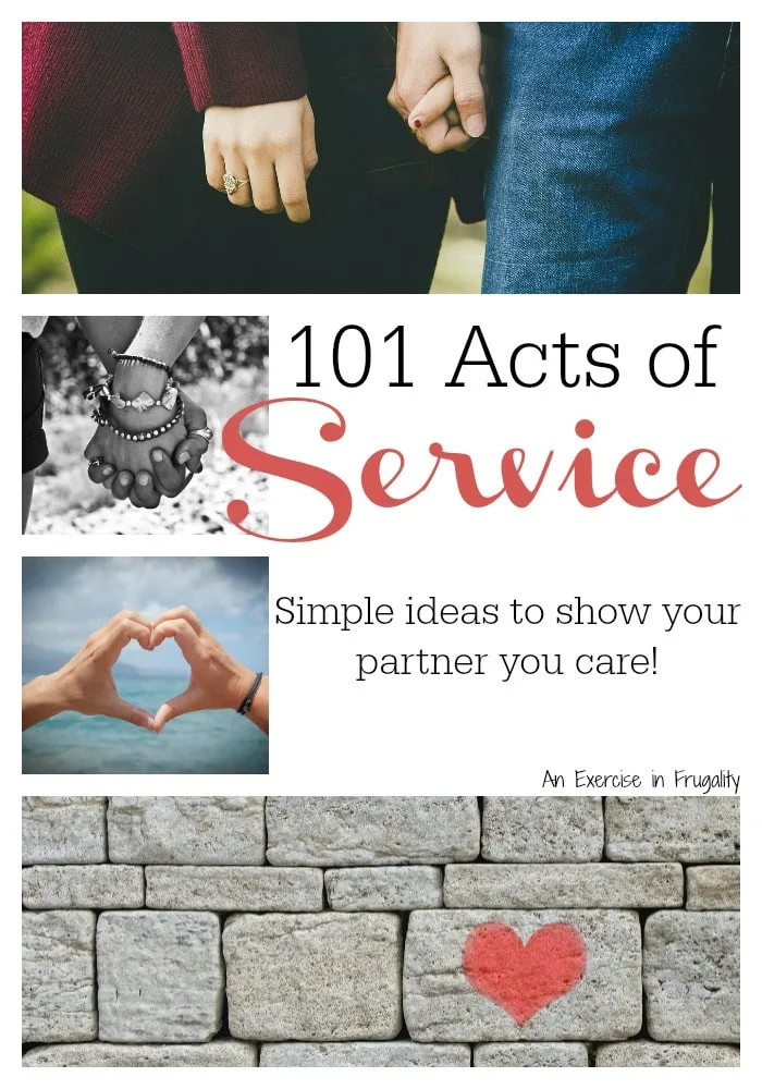 A list titled "101 Acts of Service Ideas" with various examples listed below it.