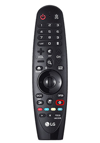 Settings button on LG remote