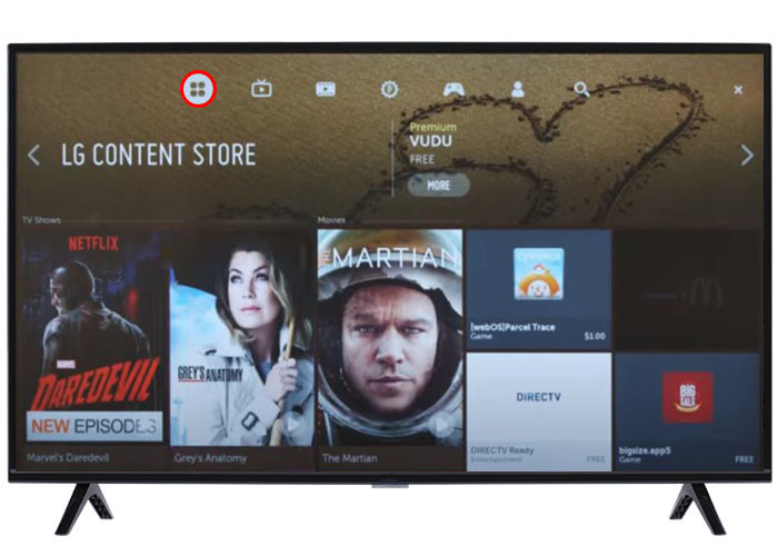 Apps tab in LG Content Store