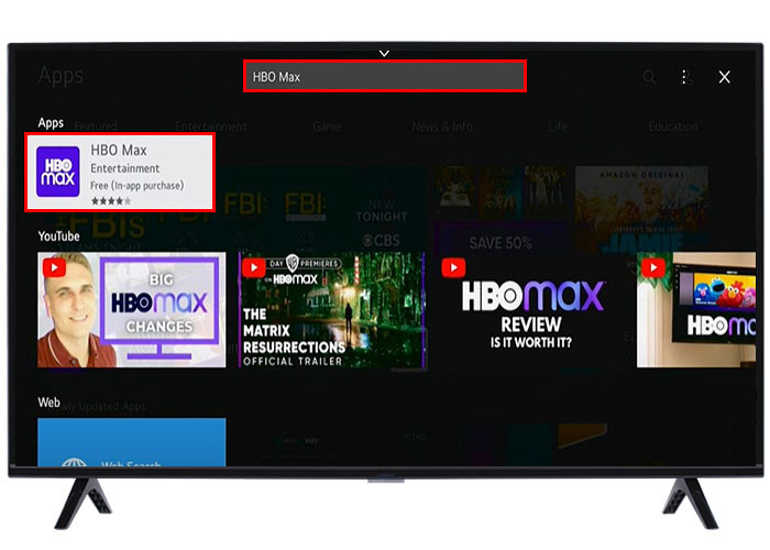 Typing in search bar on LG TV