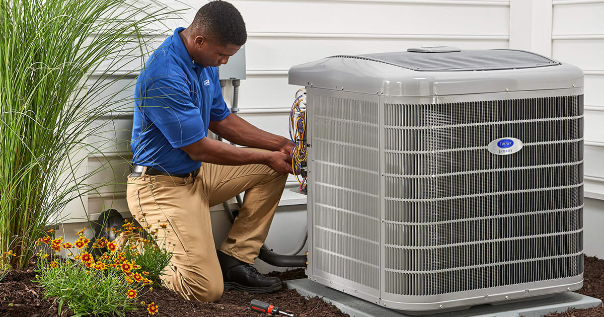 air conditioner service being performed by an air conditioner contractor