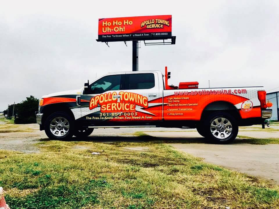 Apollo Towing Flatbed Tow Truck in Action in Port Aransas