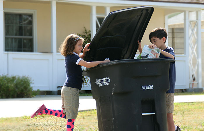 Efficient solid waste collection by Athens Services trucks, serving businesses and communities across Los Angeles.