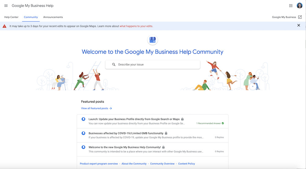 Google My Business Community Forum Page