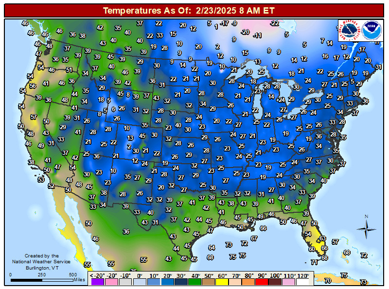 United States Surface Temperature Map