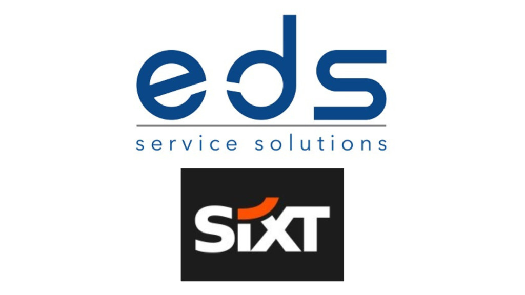 EDS Service Solutions and SIXT logos displayed side-by-side, symbolizing their strategic partnership for workforce management solutions in the car rental industry at Milwaukee Airport and beyond.