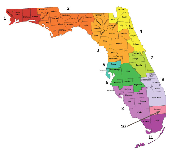 Florida Map of Area Agency on Aging Regions - Find Elder Care Services Near Me