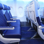 Southwest Airlines cabin interior with redesigned seating layout, illustrating changes to cabin service procedures.