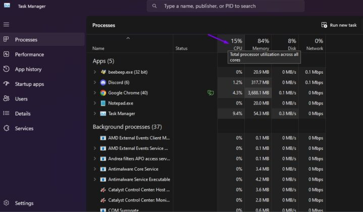 High cpu usage how to lower it task manager view