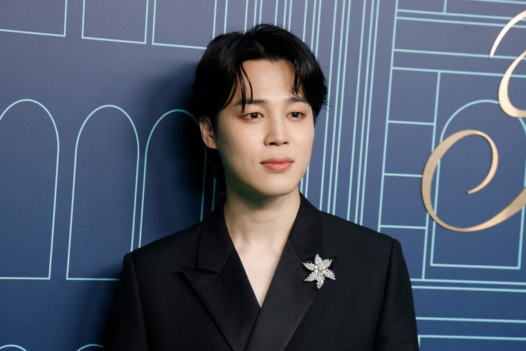 Jimin attending an event in New York City in April 2023, before starting his military service