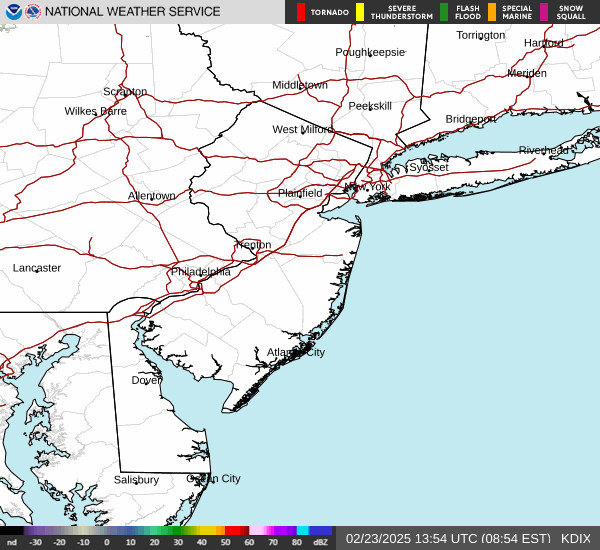 NWS Mount Holly, NJ Radar Image