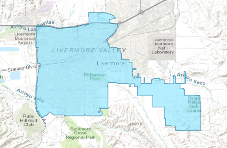 Map of Cal Water Service Area in Livermore