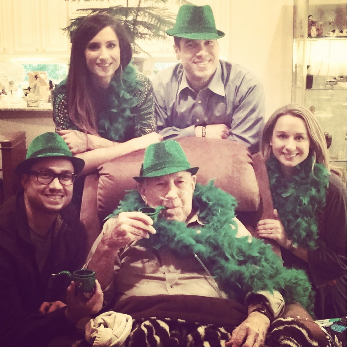 John Moore celebrating St. Patrick's Day with his grandchildren.