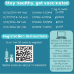 Providence Health Services Flu Clinic Dates: Providence College Student Health Center announces flu clinic dates for the 2024-2025 academic year. Image features blue and sage background with clinic details.
