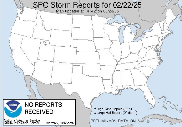 Yesterday's Storm Reports Map