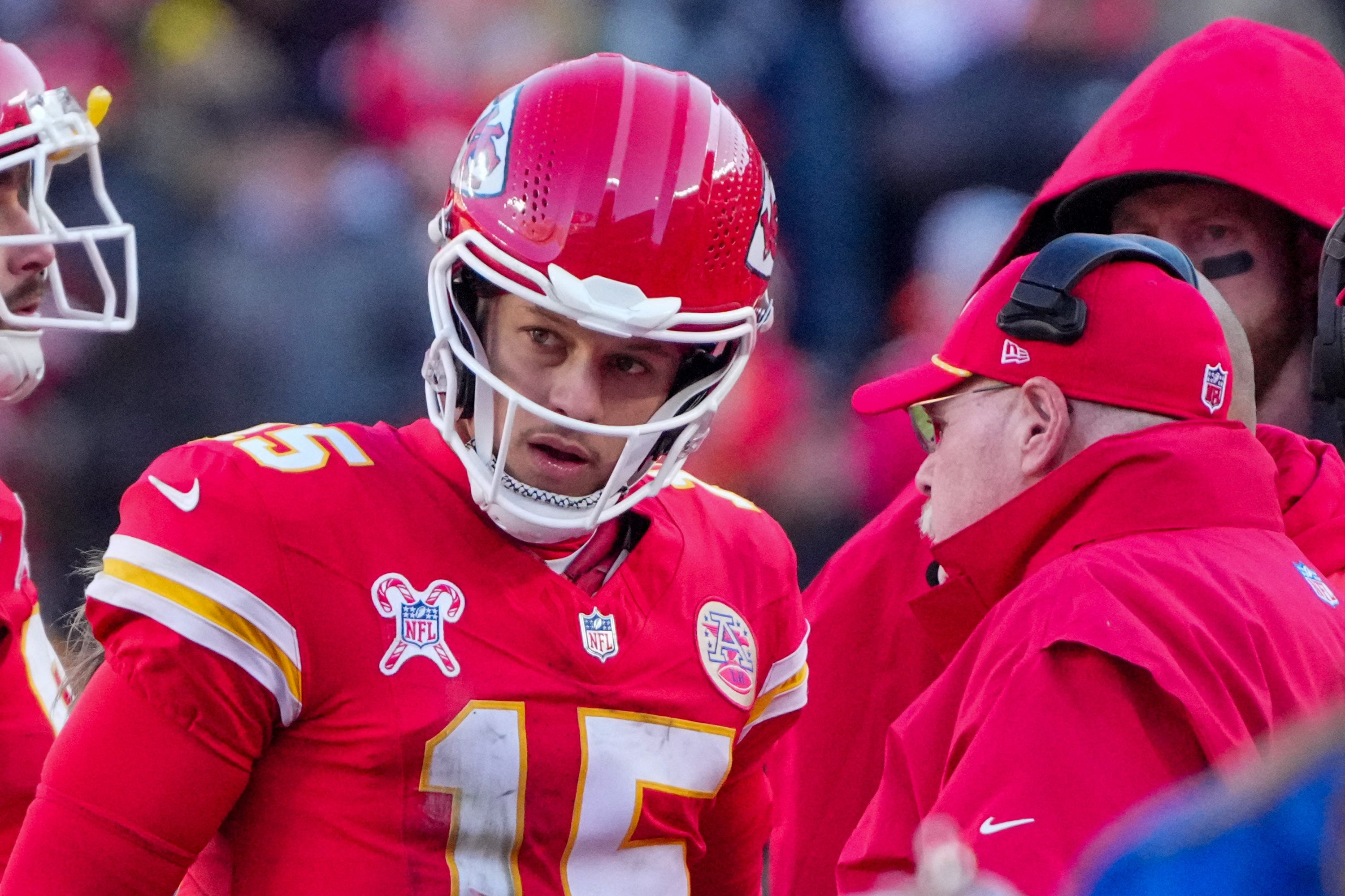 Patrick Mahomes celebrating a Super Bowl victory