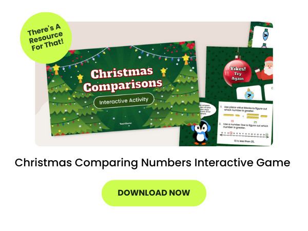 Christmas Comparing Numbers Interactive Game on Google Slides
