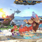 Mario, an Inkling, Donkey Kong and Link throw down in Super Smash Bros. Ultimate
