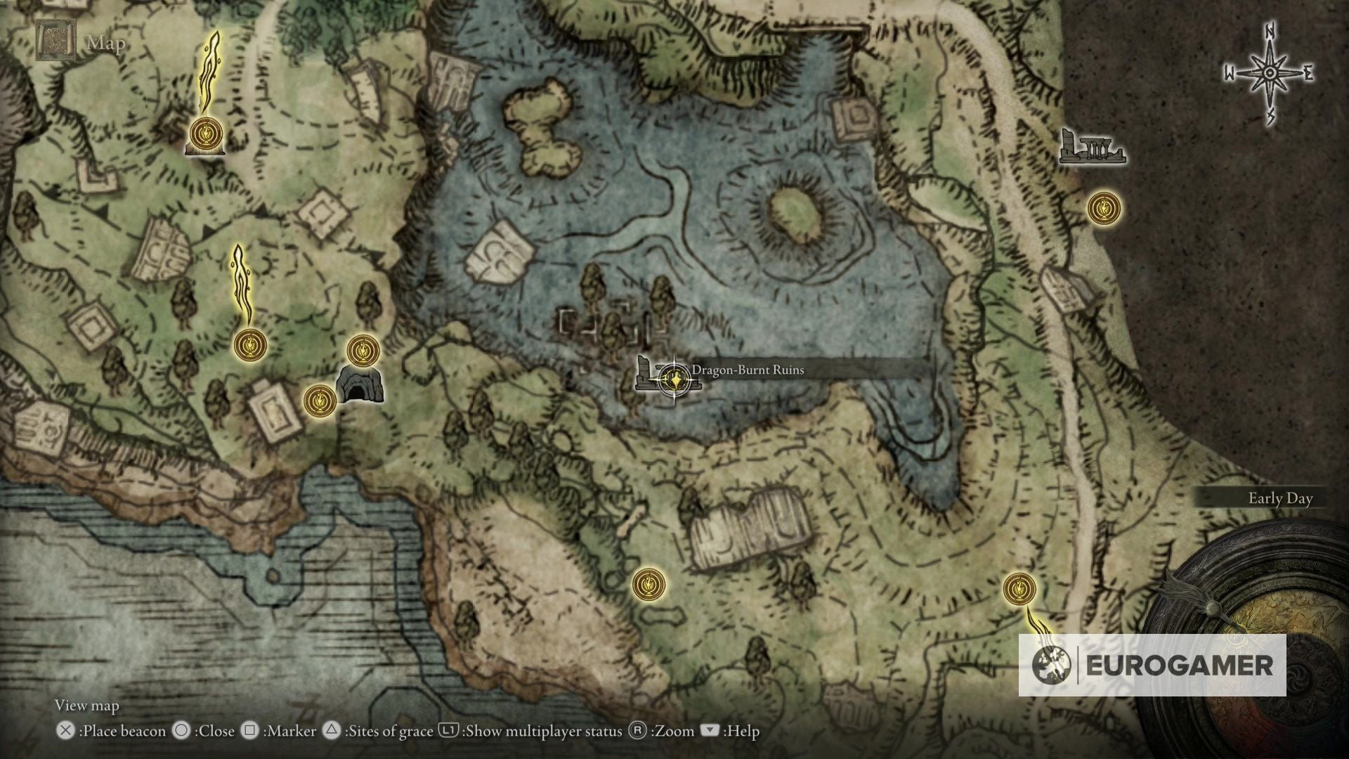 Dragon-Burnt Ruins Map Elden Ring