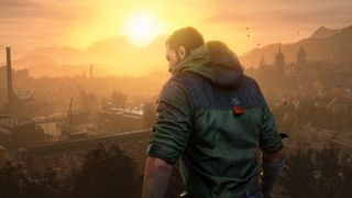 A screenshot of Kyle Crane on a rooftop in the upcoming PS5 game, Dying Light: The Beast