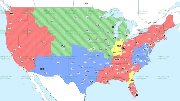 NFL Week 18 Fox Early Coverage Map