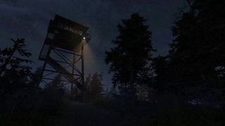 Fears to Fathom - Ironbark Lookout game screenshot of a fire lookout tower at night