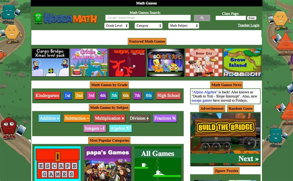 HoodaMath games to play on school chromebook, not blocked
