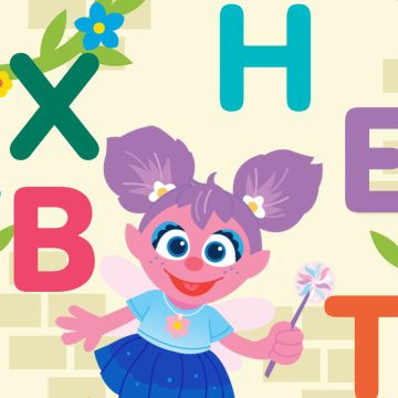 Abby in her alphabet garden.