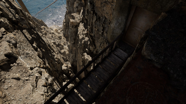 A bridge a few feet below the player