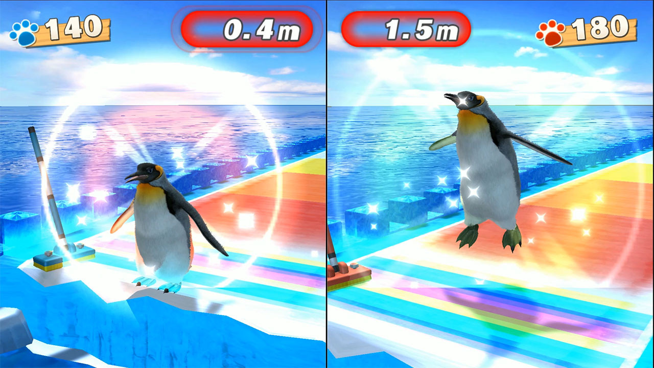 A Nintendo Switch screen shows the Fun Fun Animal Park game, featuring cartoon animal characters in a mini-game setting.