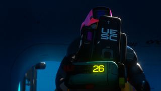 A shot of the back of a Runner in a ship during the Marathon game PS5 reveal
