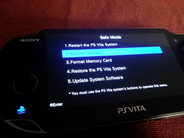 PS Vita in recovery mode