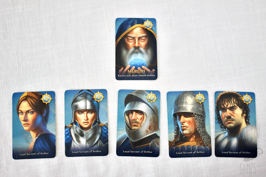 Avalon character cards: Merlin, Assassin, Percival, Morgana