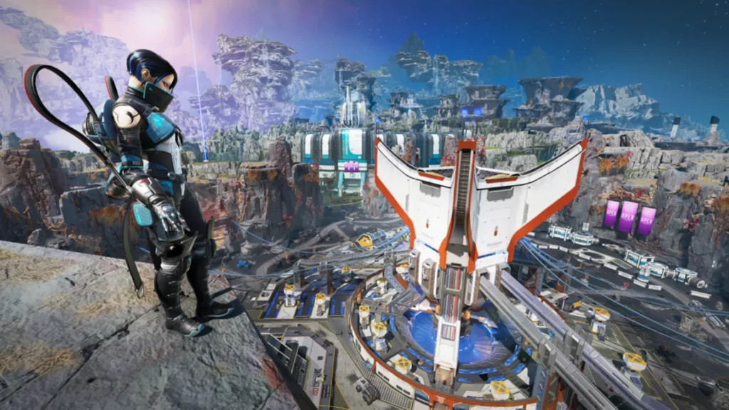 Apex Legends in action showcasing a firefight with gun-based combat, emphasizing team collaboration.