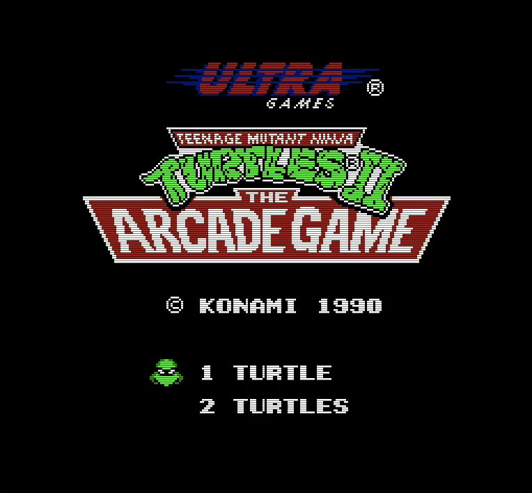 Teenage Mutant Ninja Turtles II: The Arcade Game Title Screen