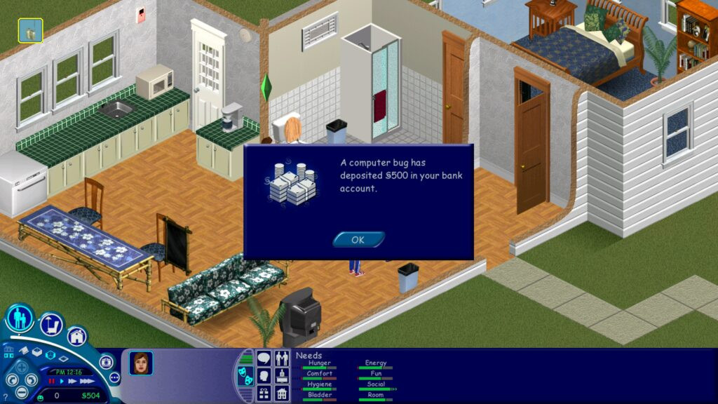 Sims 4 gameplay showing a Sim interacting with another Sim