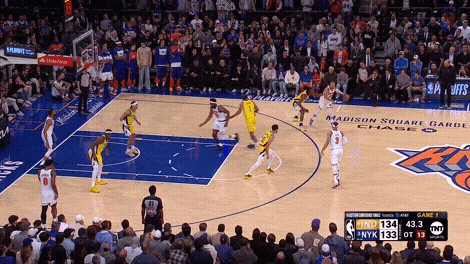 Jalen Brunson drive past Aaron Nesmith