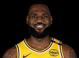 LeBron James standing on a basketball court.