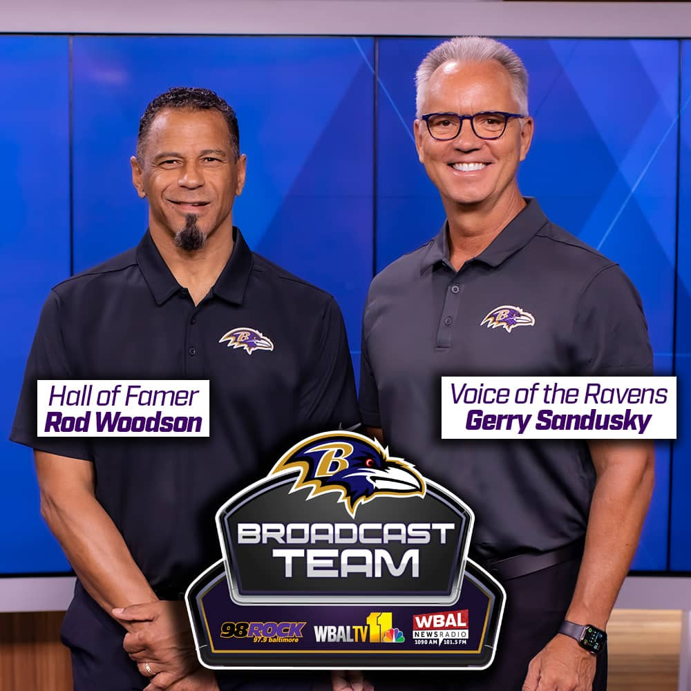 WBAL NewsRadio Mobile App showing live streaming options for Ravens game