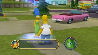 Marge and Homer Simpson talking during the game Simpsons Hit and Run