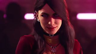 A vampire woman smiling in the upcoming PS5 game, Vampire: The Masquerade – Bloodlines 2.