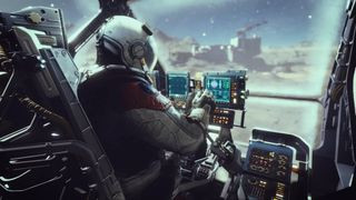 A cockpit view in Starfield, a top space exploration game