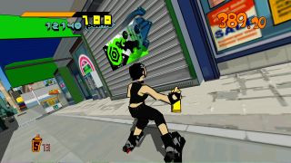 A screenshot of Jet Set Radio, one of the best Dreamcast games.