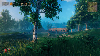 Valheim village with chromatic aberration on and off