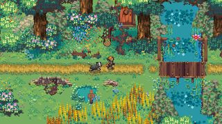 Kynseed game featuring a player running with their dog exploring the world