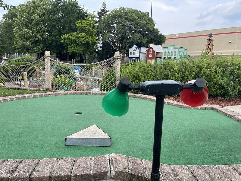 Classic light fixture covers and triangle wedge that can be found on many Castle Golf built courses