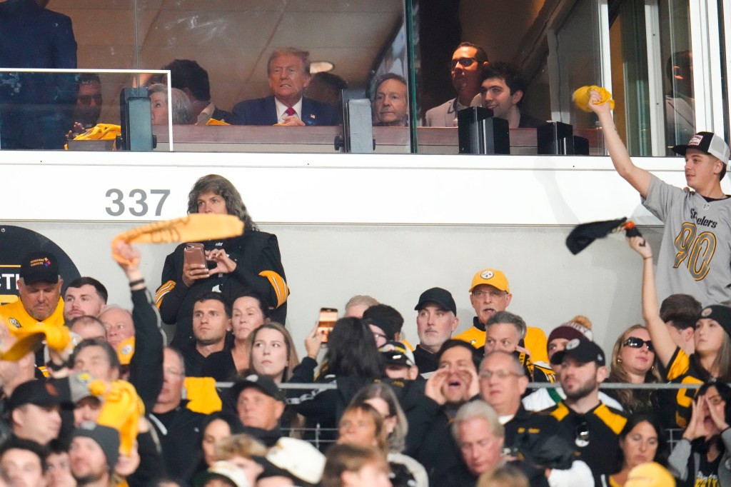 Trump could be seen enjoying the game from a suite. AP