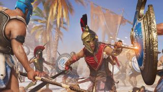 Kassandra fighting in one of the best RPGs, Assassin