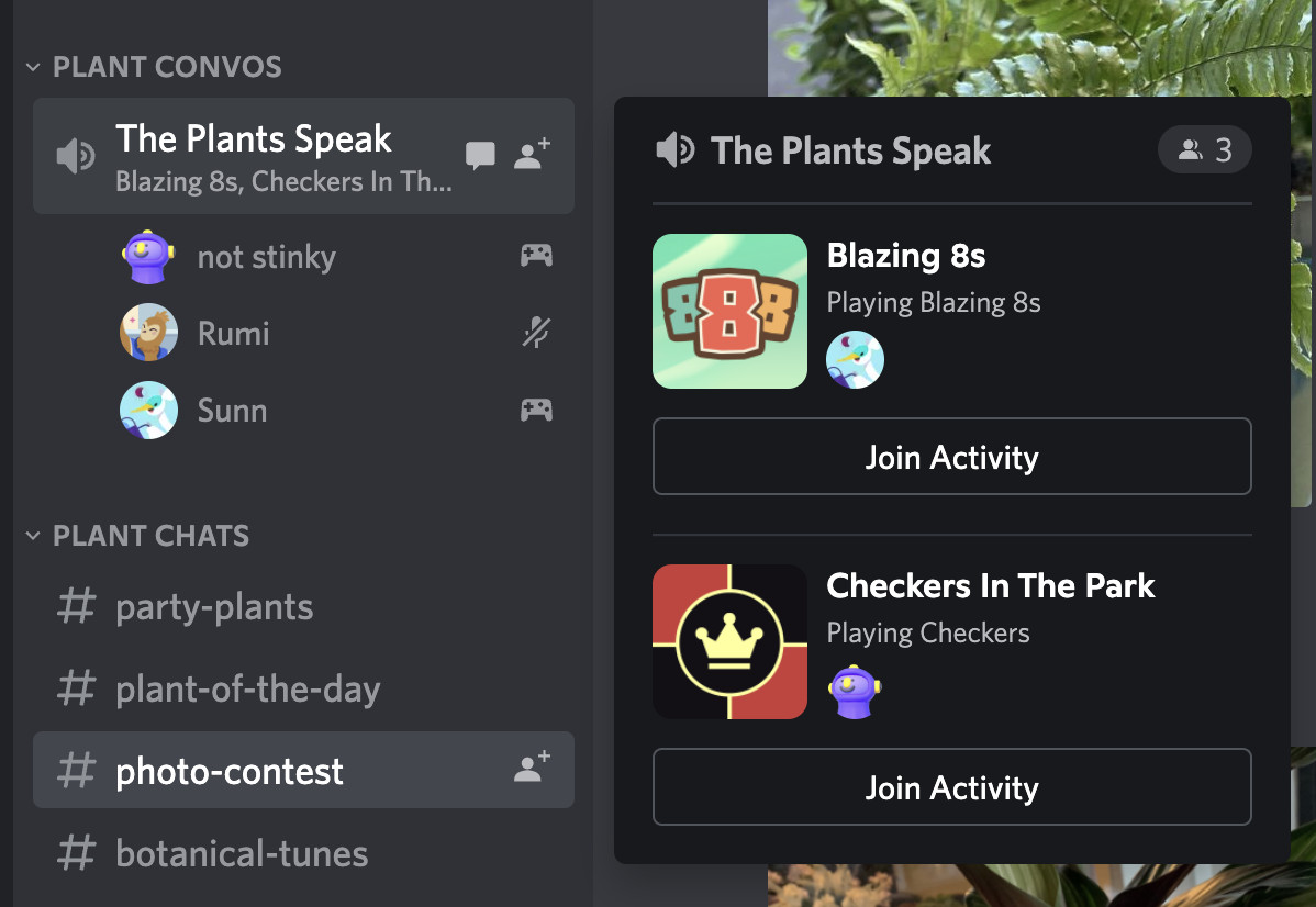 Join Activity button for an existing activity
