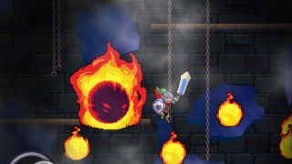 Rogue Legacy gameplay on PS Vita featuring platforming and dungeon crawling with unique character traits.